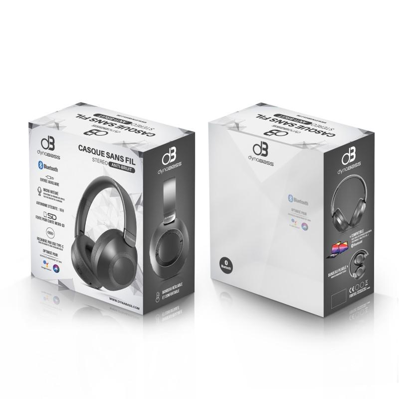 Dynabass - Dbx560 Grey - Casque Bluetooth Anc - Bluetooth 5.3 - Réduction De Bruit 40db - 11h Autonomie