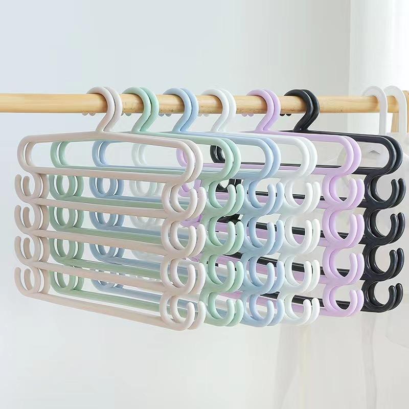 5 Tier Non Slip Multi Layer Clothes Hanger for Wardrobe Organization Space Saving Closet Storage Rack for Pants Ties and Scarves