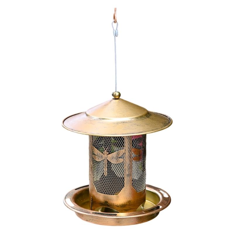 Rostfreier Metall Wildvogelfutterspender Futtertablett Eichhörnchensicheres Design Einfüllbar Aufhänger für Vogelbeobachtung im Garten