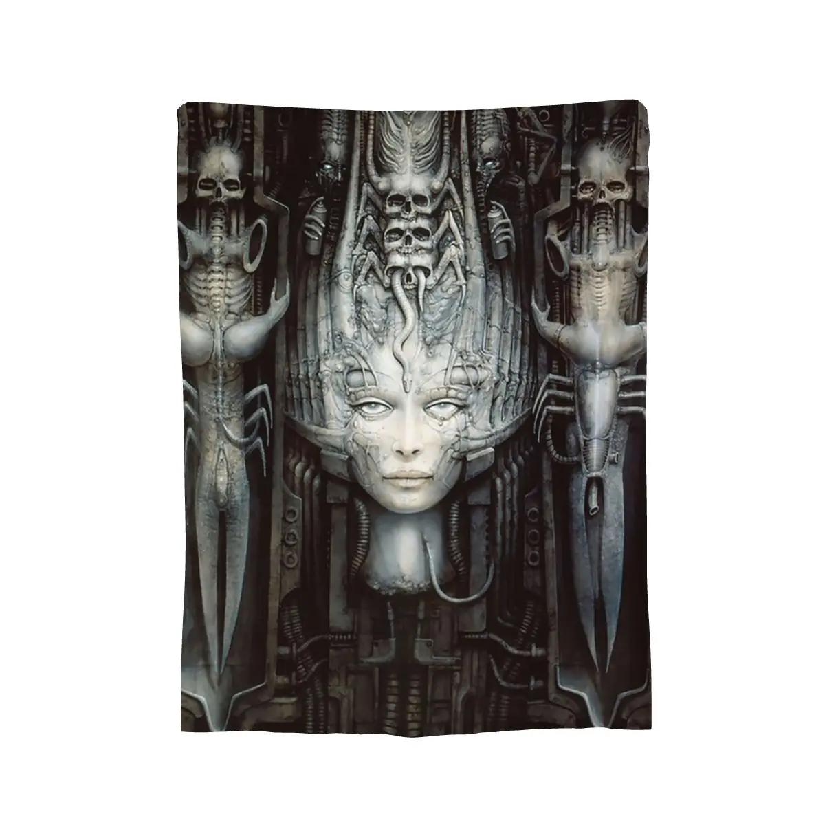 

Hr Giger - Li - Painting Blanket Soft Warm Flannel Throw Blanket Cover for Bed Living room Picnic Travel Home Couch 75x90cm