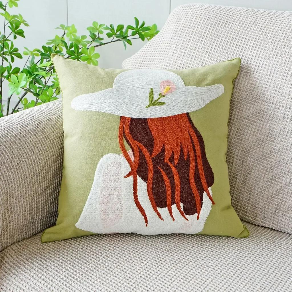 45x45cm Pillowcase Embroidery Flowers Pillow Cover Flower Decorative Pillows Throw Pillow Cases Sofa Living Room Home Decor