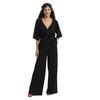 Be You Womens/Ladies Crinkled V Neck Relaxed Fit 3/4 Sleeve Jumpsuit