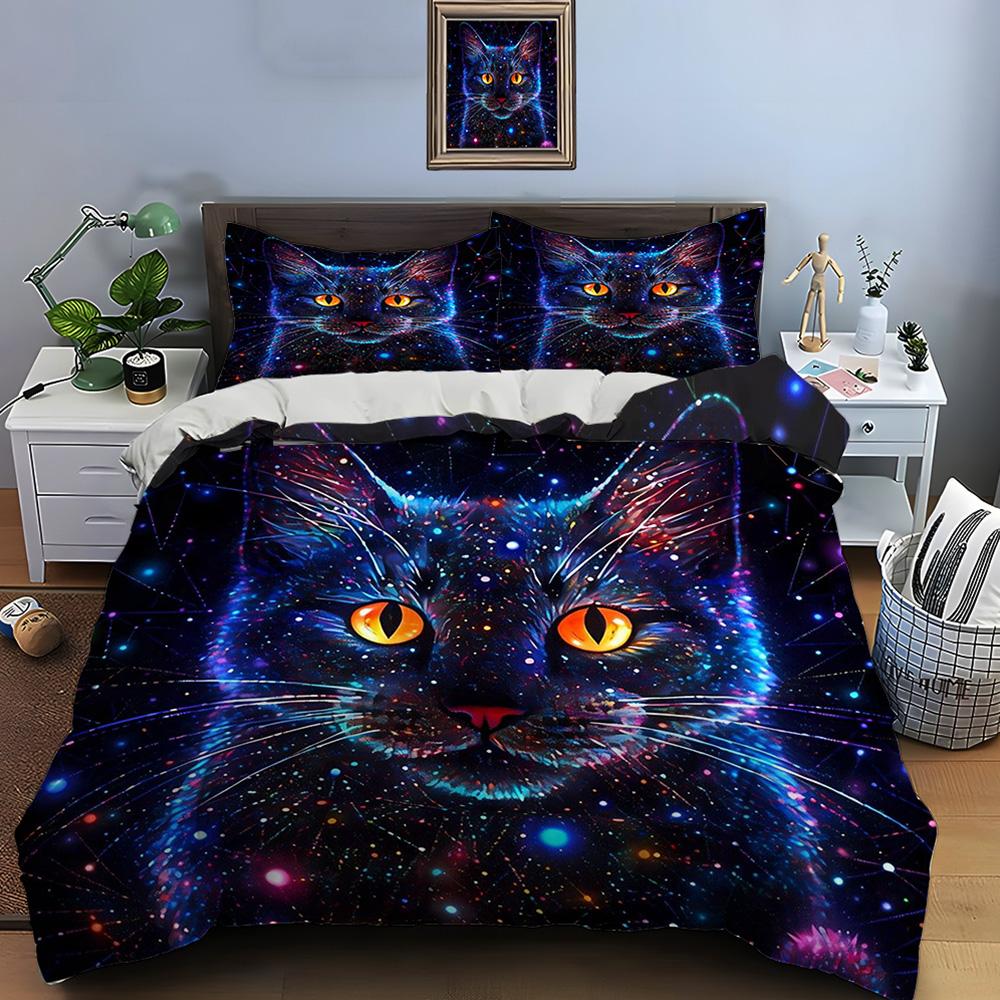 Black Cat Print Bedding Set Duvet Cover 1 Duvet Cover 2 Pillowcases Adult and Kids Bedding Set Luxury Comforter Bedding Sets