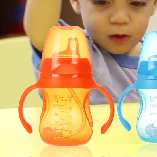 180ML Baby Wasserbecher Anti-Erstickungsgefahr Staubdicht Gute Abdichtung Eingebauter Schwerkraftball mit Griff Wasser trinken Auslaufsicher Abgerundeter Griff Kinder