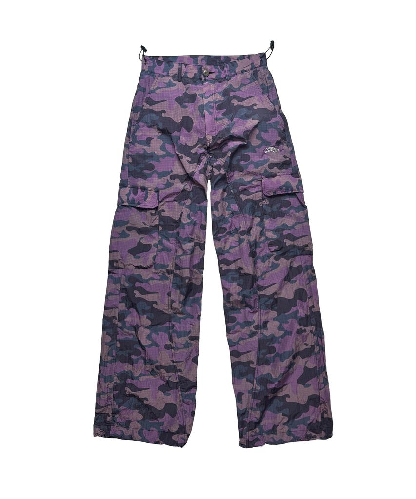 Tansanmageunesyum Nylon Wide Studded Cargo Pants (Camo Purple)