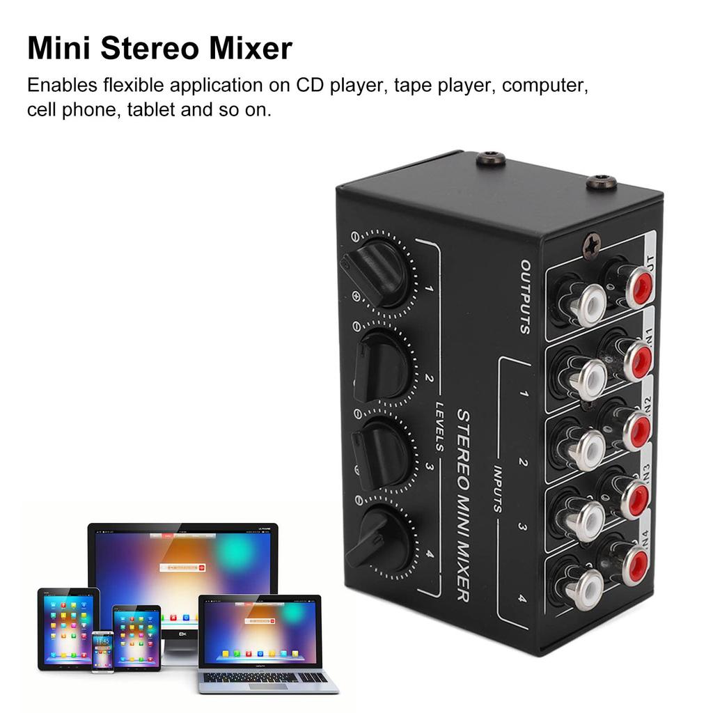 Keenso Stereo Line Portable Passive Audio Mini Line Mixer for and Tablets Mixer, 4-Channel Computers, Phones,