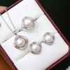 Elegant 8-9mm Freshwater Pearl Necklace, Silver Stud Earrings, and Ring Set for Women