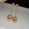 Round Ball Long Silver Needle Earrings Vintage Internet Celebrity Earrings