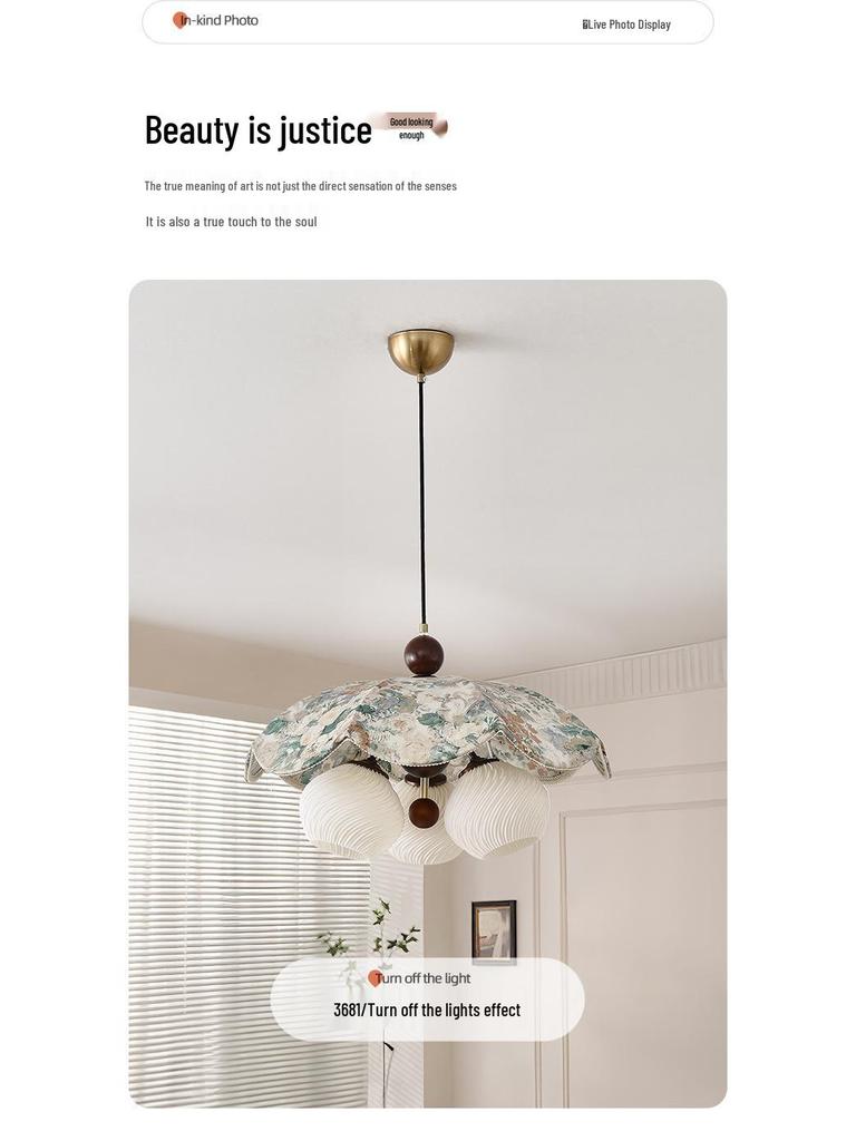 Vintage French Fabric Pendant Light for Dining, Living Room, or Bedroom