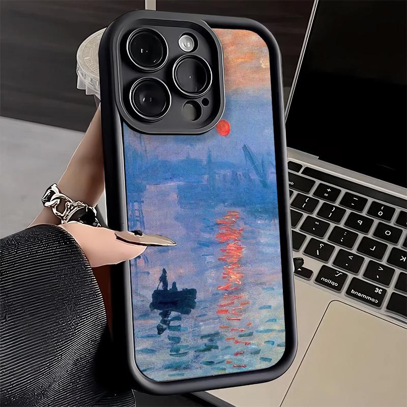 Phone Case for iPhone 17 Air 16E 15 16 Pro Max Claude Monet Oil Painting Cover 14 Plus 13 12 Mini Soft Shell Silicone Fundas