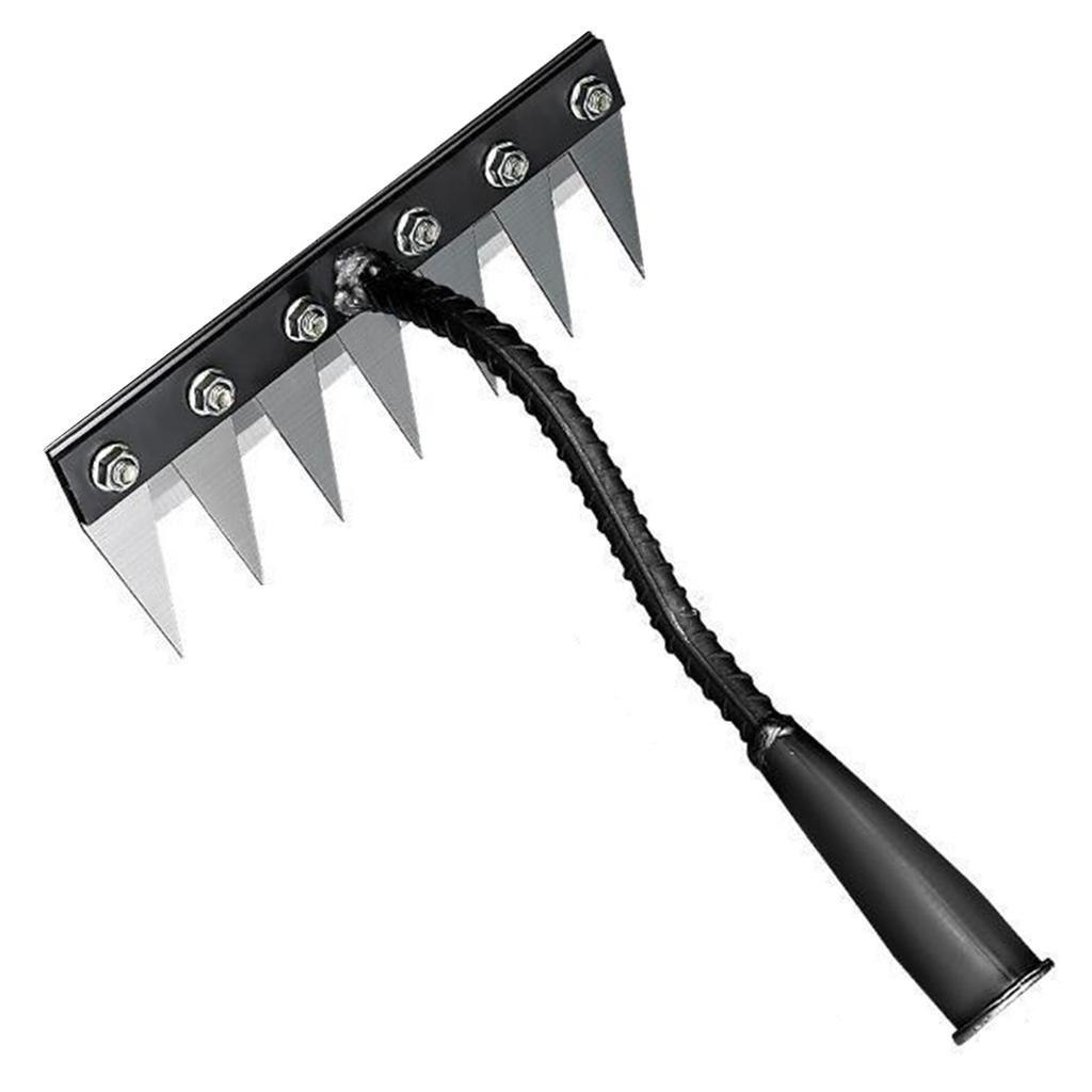 5/6/7/8 Teeth Garden Weeding Rake Carbon Steel Removable Rake Soil Hoe Agricultural Straw Rake Multi Purpose Weeding Tools