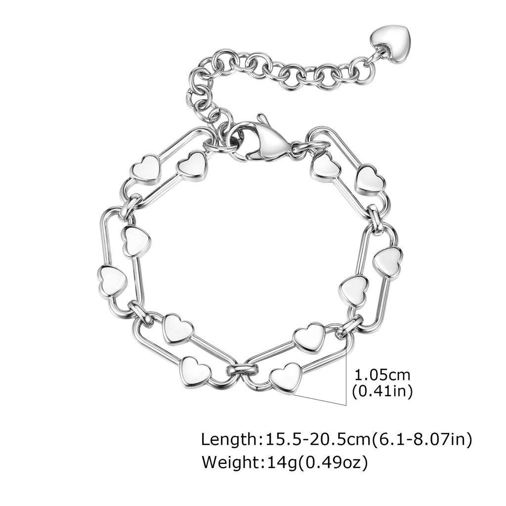 Fashion Bracelets Stainless Steel Heart Handmade Chain Bracelet Bangle For Women Girl Daily Charm Wrist Jewelry Gifts
