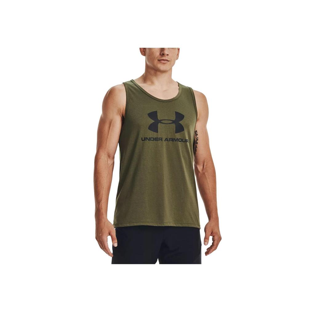 Under Armour Sportstyle Logo Print Loose Fitness Training Tank Top Men Tops Navy-Green 1329589-390
