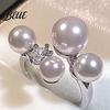 Women Fashion Ring French Style Adjustable Opening Finger Faux Pearl