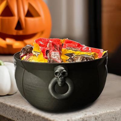 Halloween Witch Cauldron Kettle Candy Serving Bowl Plastic Large Black Cauldron Pot Bucket Decoration Trick or Treat Party Supplies
