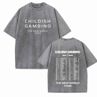 Childish Gambino The New World Tour Shirts Vintage Harajuku Summer Unisex O-Neck Short Regular Sleeve Cotton T-Shirts
