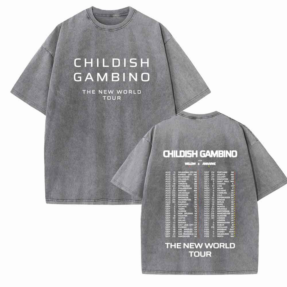 Childish Gambino The New World Tour Shirts Vintage Harajuku Summer  Unisex O-Neck Short Regular  Sleeve Cotton T-Shirts