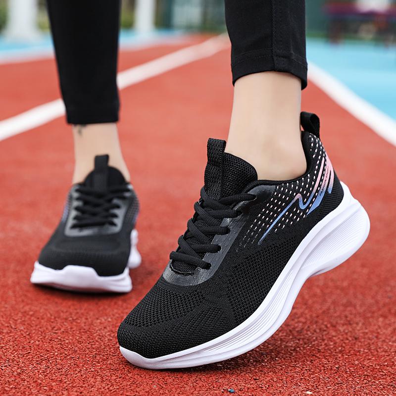 Breathale Casual Sneakers Women Knitted Lightweight Running Shoes Anti-slip Casual Sports Footwear for Jogging Walking Traveling