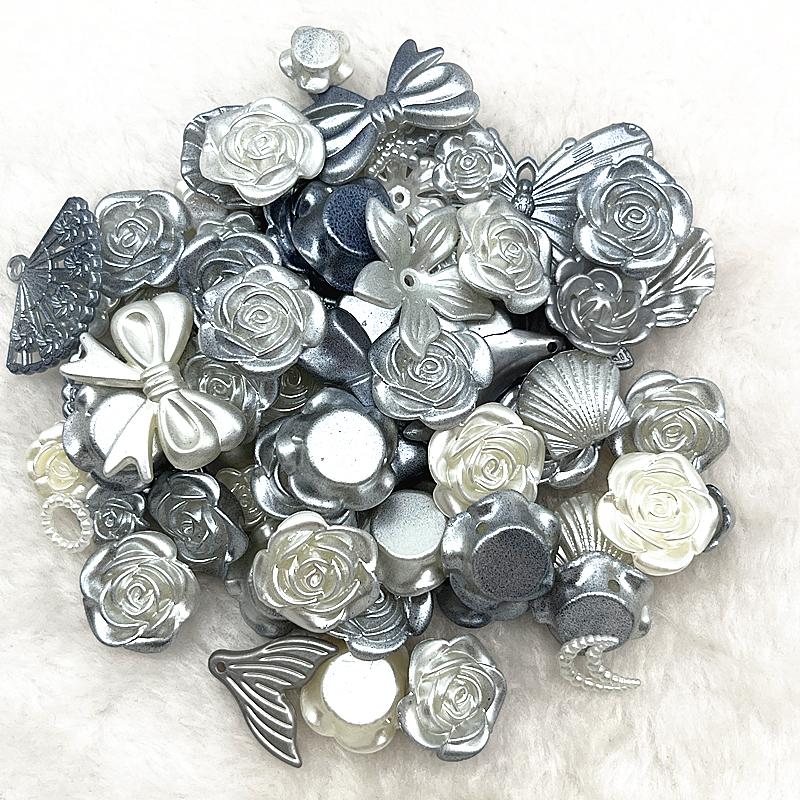 20g/lot Mixed Rose Flower Bowknot Beads Star Heart Butterfly Acrylic Spacer Beads for Jewelry Making DIY Bracelet Accessories
