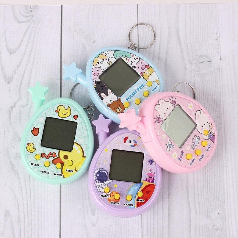 Non-Toxic 2Pcs Electronic Pet Machine Virtual Pet Raising Mini Handheld Game Console Random Color Keychain Toy