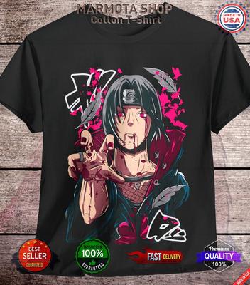 Maglietta Itachi Uchiha Naruto Shippuden Anime Unisex T-Shirt Tutte le Taglie Morbida Ragazzo
