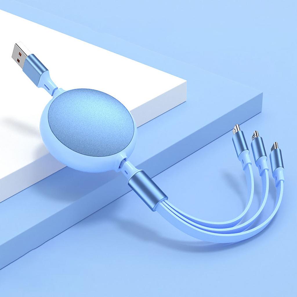 Retractable Multi USB Cable 3 In 1 100w Super Fast Charging Cable with 5 Gear Length for Type-C/Android/IOS Interface