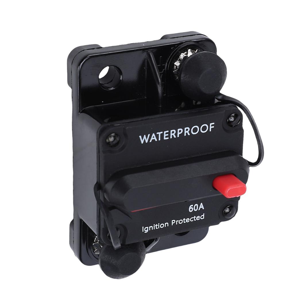 60A Circuit Breaker with Manual Reset   Holder   12V-48V Waterproofing for Boat Trolling Motor Automotive Car RV ATV Stereo Sound System