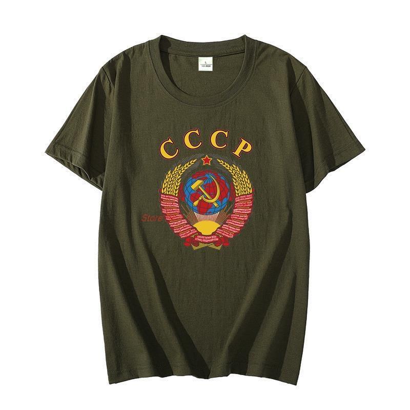Russian Classic Graphic T Shirts With Ussr Emblem And Anthem Cotton Oversized Tshirt Short Sleeve Tshirts Unisexs Clothing