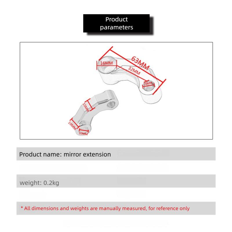 Motorcycle Mirror Extender Risers Universal Handlebar Mount Rearview Mirror Spacers Adapter M10