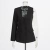 Personalized Street Style High-end Suit Women With Irregular One-sided Sleeves Small High Waist Wide-leg Pants