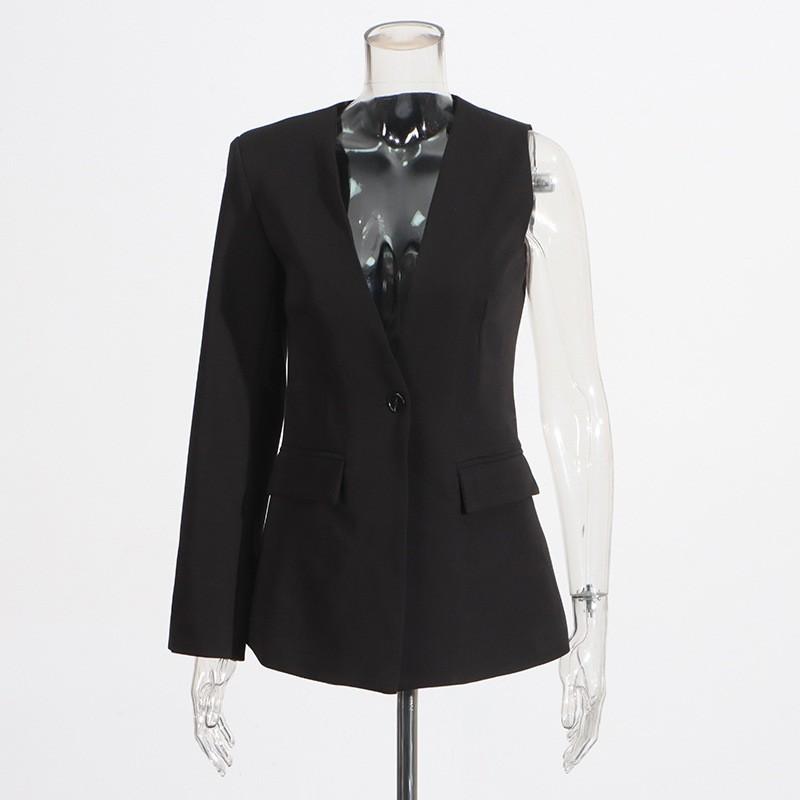 Personalized Street Style High-end Suit Women With Irregular One-sided Sleeves Small High Waist Wide-leg Pants