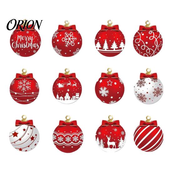 Ball Shape Hanging Ornaments Red White Christmas Balls, Wooden Ornaments, Snowflake Reindeer Baubles for Santa Designs, Festive Winter Holiday