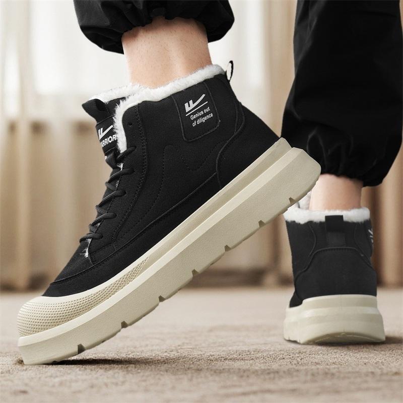 Warrior Cotton Daily Commuting Trendy Versatile Fashion Classic Snow Boots Men boots Black WXP(WZ)-264503M
