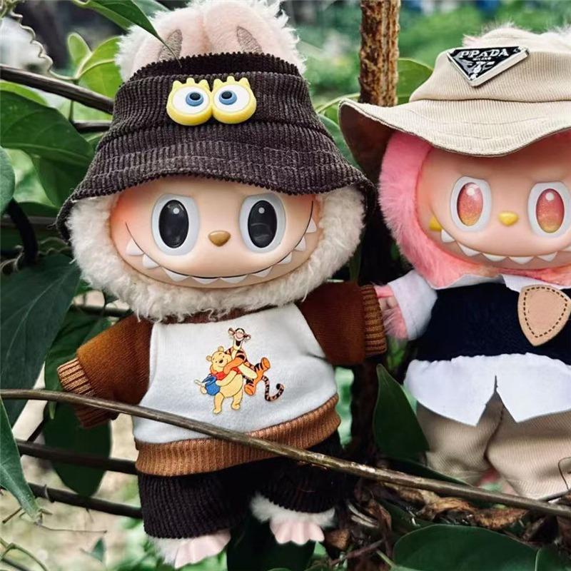 15 17cm For Labubu Doll Disney Goofy Winnie Mickey Minnie Mouse Outfit Clothes Plush Stitch Tigger Cosplay Clothing Accessories