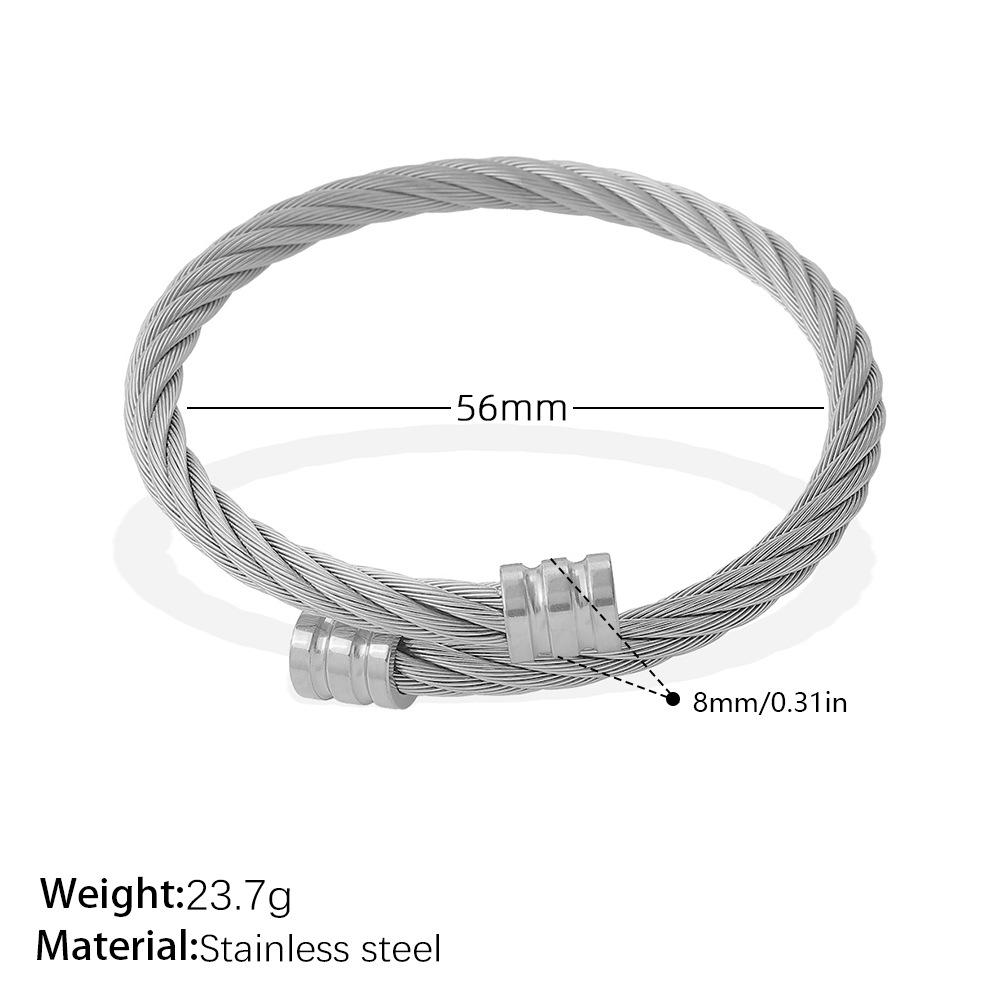 Light Luxury Adjustable Steel Wire Bangle, 18K Gold Plated Stainless Steel Minimalist Open Cuff for Women & Men 2