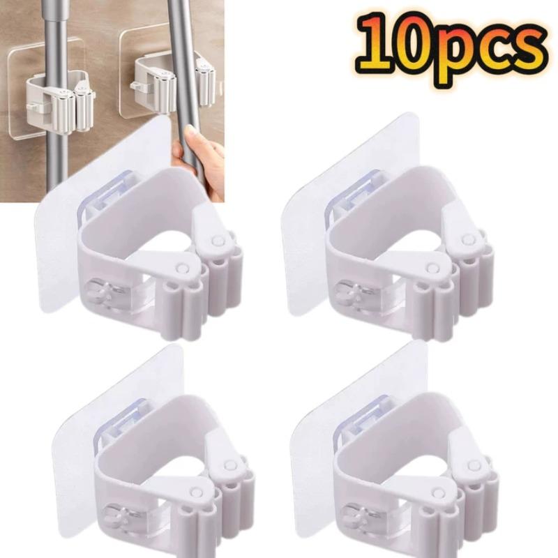 Mop Storage Storage Rack Bathroom Suction Hanging Pipe Traceless Mop Clip Broom Hanger Wall-Mounted Waterproof Mop Rack