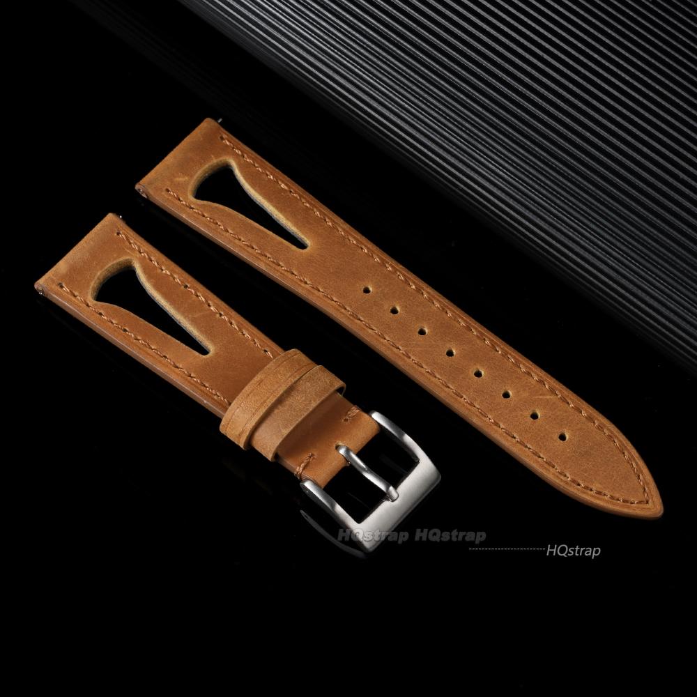 Leather Watchband Oil Wax Cowhide Strap Universal Retro Bracelet Waterproof Wristbelt Breathable Sport Belt 20mm 21mm 22mm 24mm