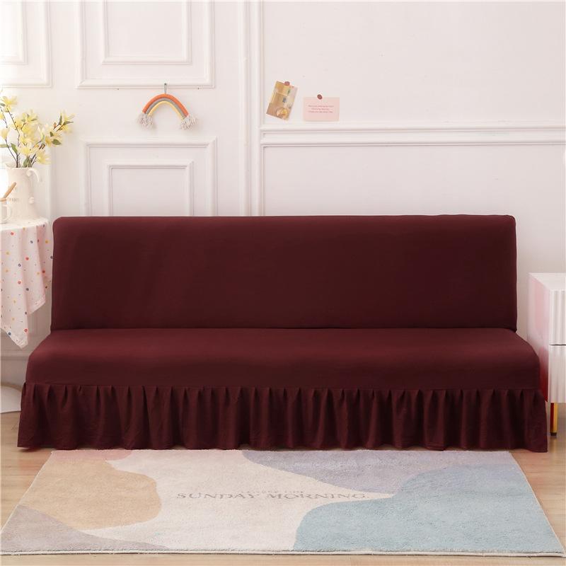 Skirt-Style Sofa Bed Cover Without Armrests Folding Simple Non-Slip Dust-Proof Sofa Cover Solid Color Modern Simplicity