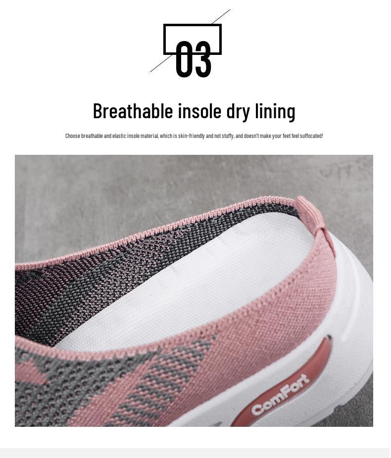 Women's 2025 Summer Knit Closed-Toe Slip-On Casual Half Slippers