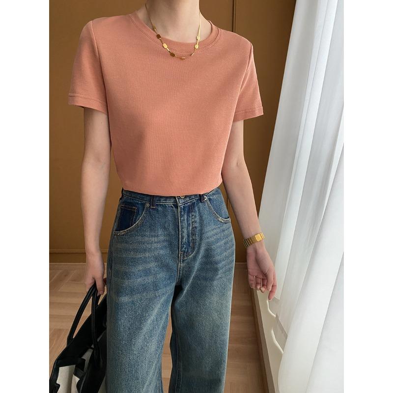 Pohodlné jednoduché Basic Slim Positive Tričko s krátkým rukávem brzy na jaře