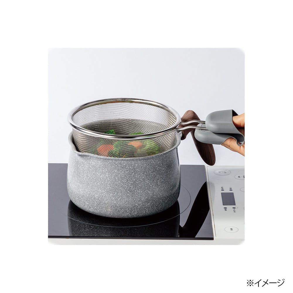 CAINZ 18cm Diameter Stone Marble Multi-Pot with Strainer, IHGas Compatible, 5-in-1 Function: Boil, Simmer, Simmer