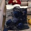 Blue Roses Sheet Music Flannel Blanket Warm Soft Halloween Christmas Couch Warm Cozy Decorative Decor Gift for All Season