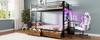 Metal Bunk Bed 90x200 Cm with Desk, LED Lighting and Storage Drawers, EN747 Tested, 250 Kg Load Capacity Per Level