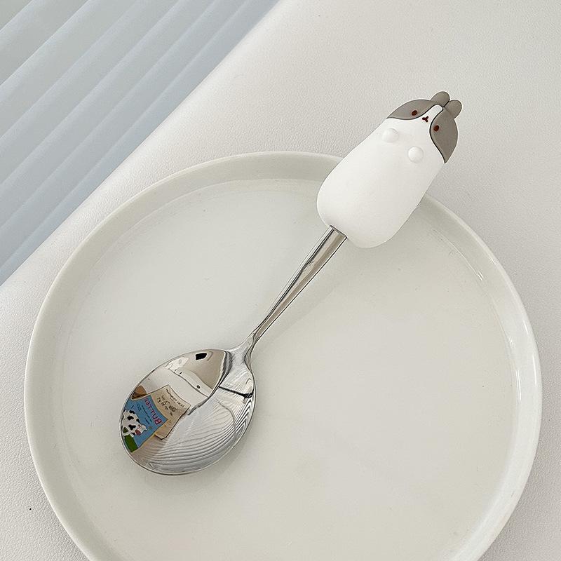 Cute Cartoon 304 Stainless Steel Children's Spoon & Fork Set - Anti-Fall & Durable Baby Tableware