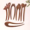 High-End Black Ebony U-Shaped Hairpin: Chinese Style Double-Pronged Hanfu & Qipao Accessory