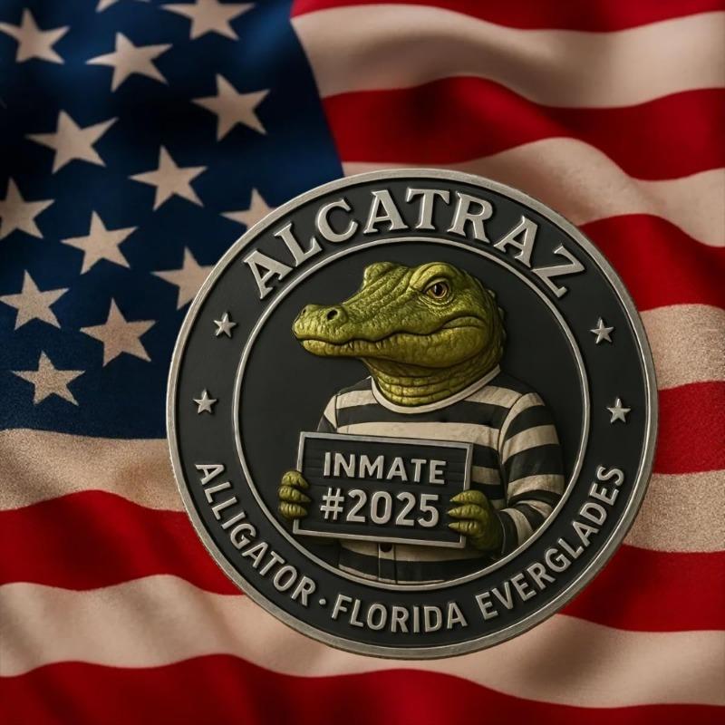 Alligator Alcatraz Inmate Mugshot Novelty Coin,Alcatraz Prison Memorabilia, Unique Collectible Challenge Coin, Unusual History Gift