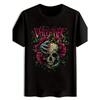 European Sizes Men'S Bullet for My Valentine Graphic T-Shirt - Black Short Sleeve Crew Neck Tee with Skull & Roses Design, Casual Summer Rock