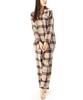 ON NISHIKI Long Top and Bottom Long Loungewear X Brown Size Women's Fall/Winter Pajamas, Sleeve, 100% Cotton, Front-Opening, Set, Warm, Skin-Friendly