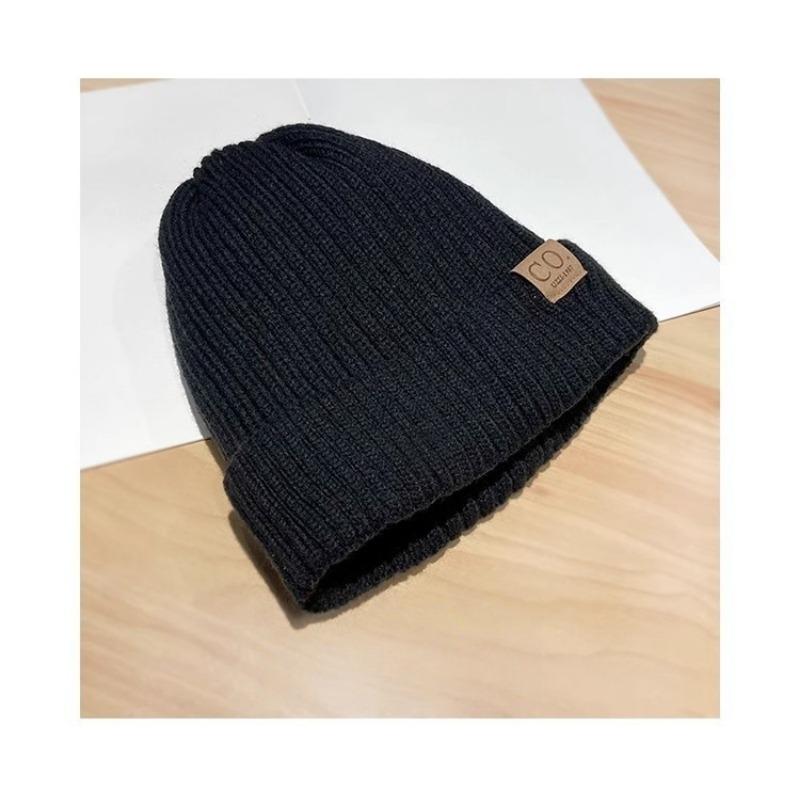 Cold Hat Letter Mark Men Korean Style Knitted Wool Hat Women Autumn and Winter Plus Velvet Thickened Ear Protection Head Hat