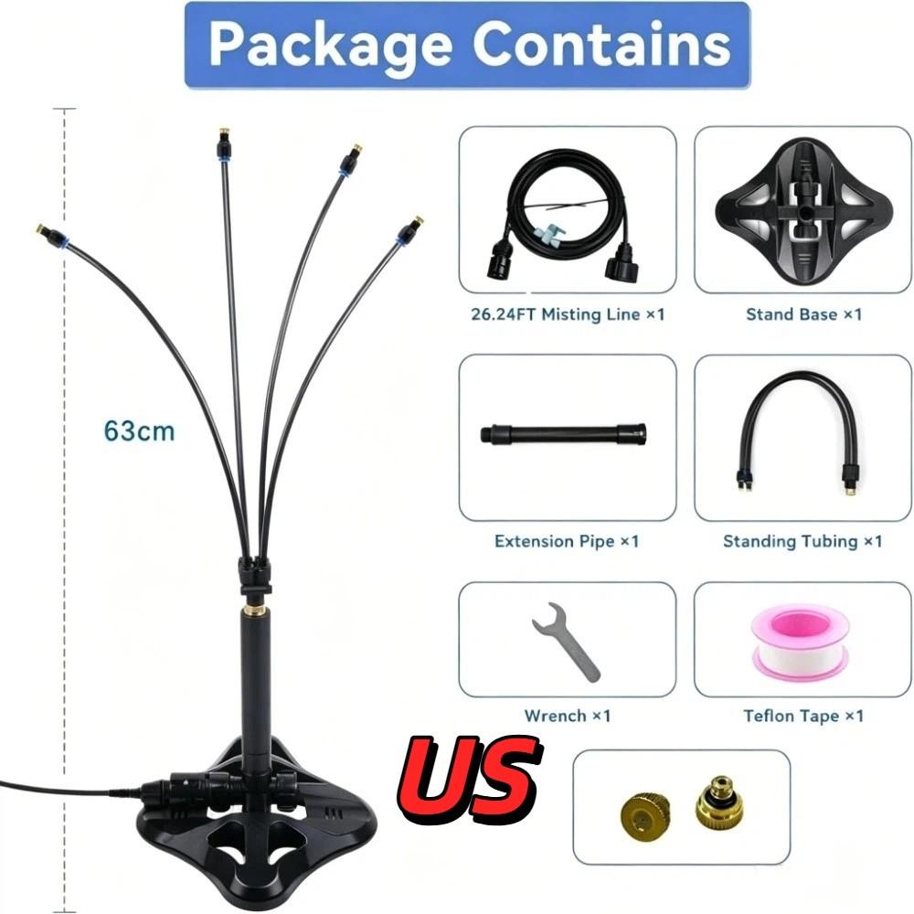 Adjustable Height Misting System Mist Fan Water Misters Cooling Standing Misters BBQ